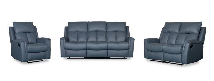 Bergamo Leather Recliner Chair - Blue Grey