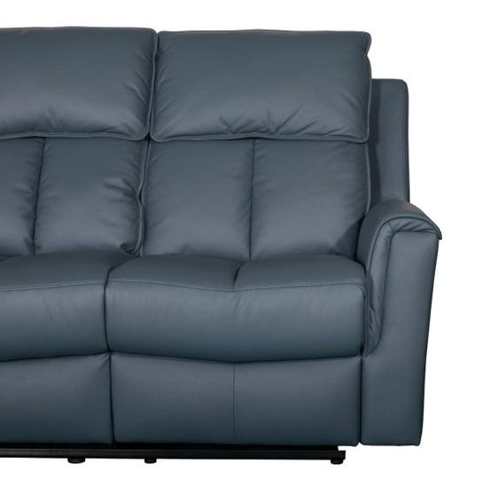 Bergamo Leather 3 Seater Recliner Sofa - Blue Grey
