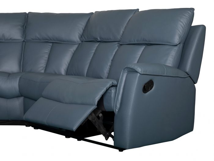 Bergamo Leather Recliner Corner Sofa - Blue Grey