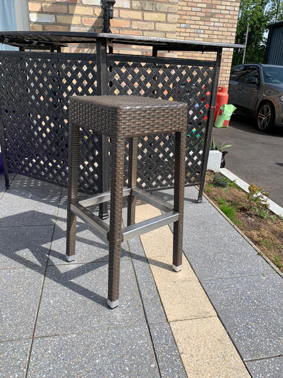 Rattan Outdoor Barstool-Brown