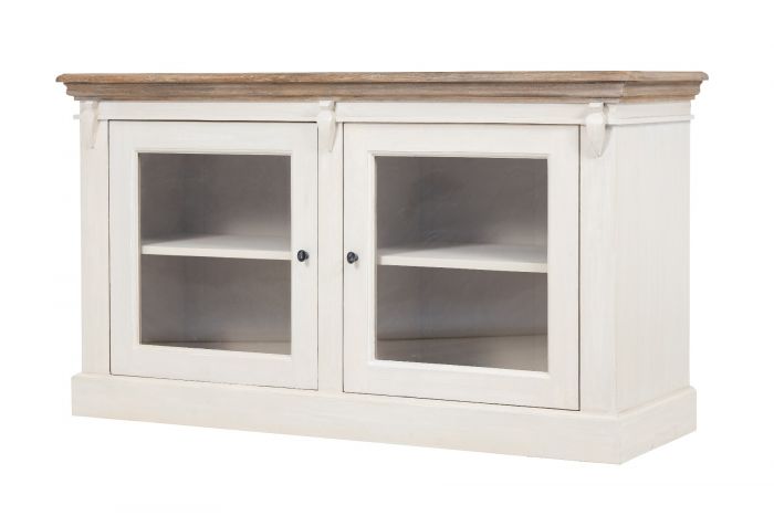 Cornwall 2 Door Chest - Antique White / Oak Wash Top
