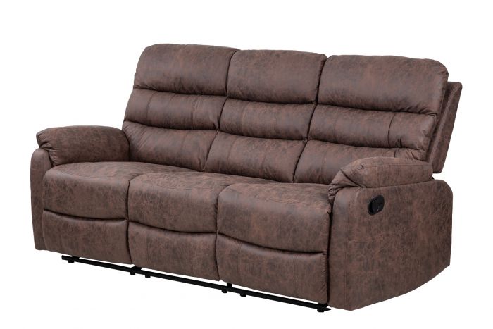 Taylor 3 Seater Recliner - Leather Air - Antique Brown