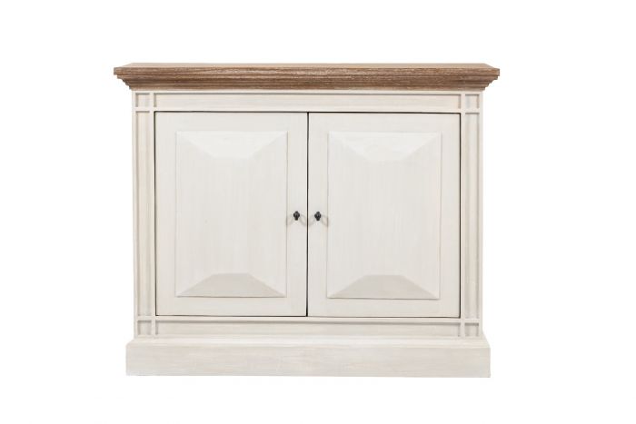 Devon 2 Door Chest - Rustic White /Oak Wash Top