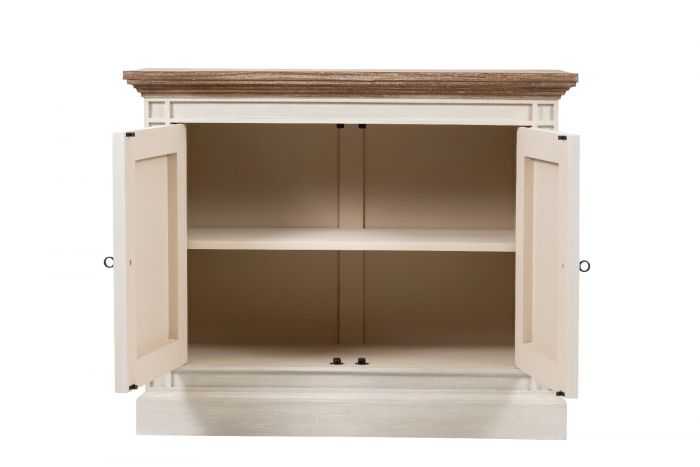 Devon 2 Door Chest - Rustic White /Oak Wash Top