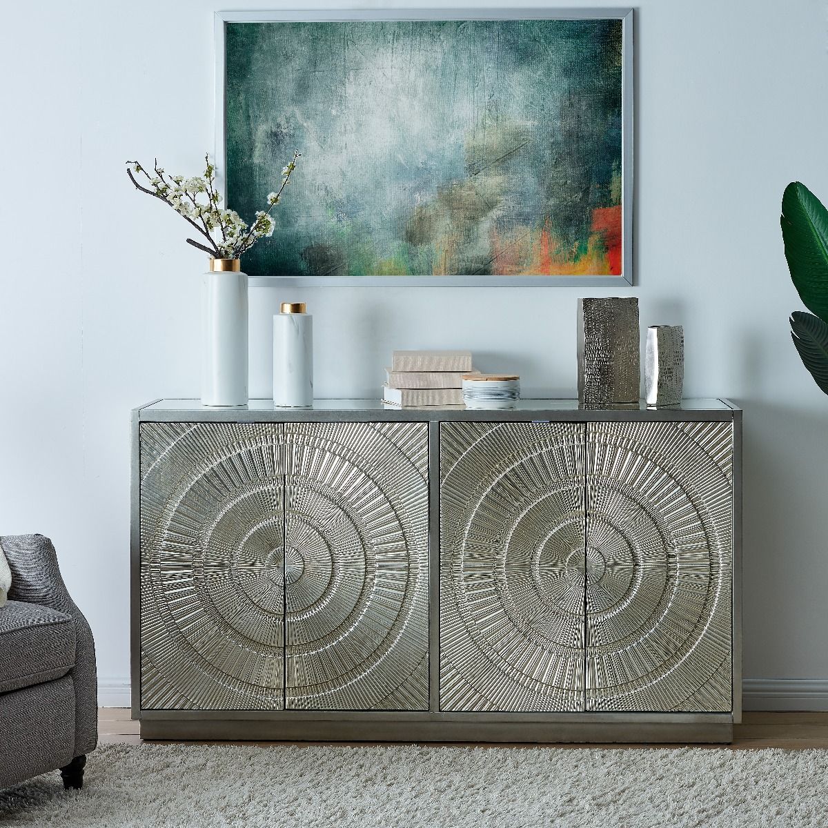 Frenso 4 Door Sideboard- Silver