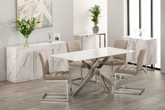 Arlo Dining Table + 4 Chairs Taupe