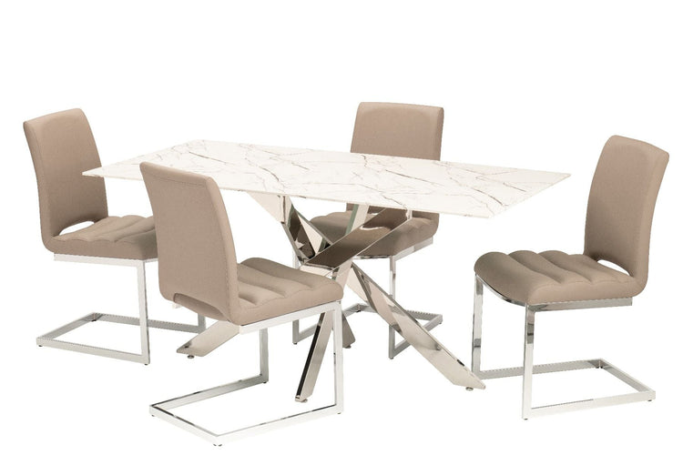 Arlo Dining Table + 6 Chairs Taupe