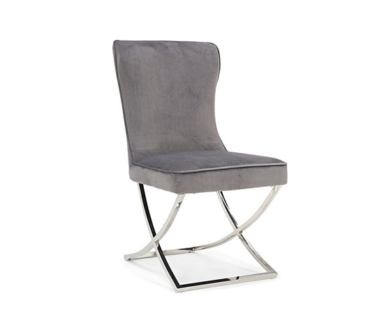 Munih Dining Chair - Grey Velvet / Chrome (Set of 2)