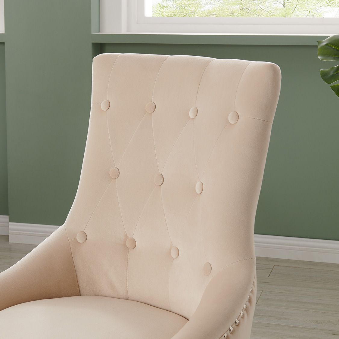 Lion Knocker Dining Chair-Cream Velvet