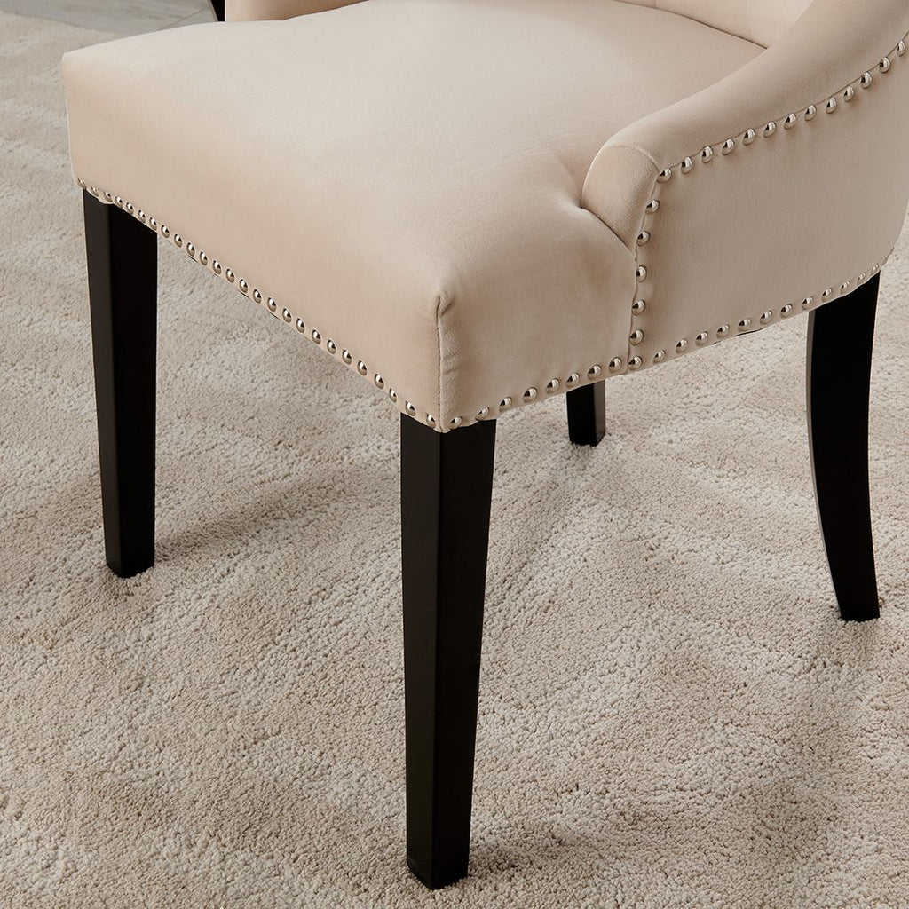 Lion Knocker Dining Chair-Cream Velvet