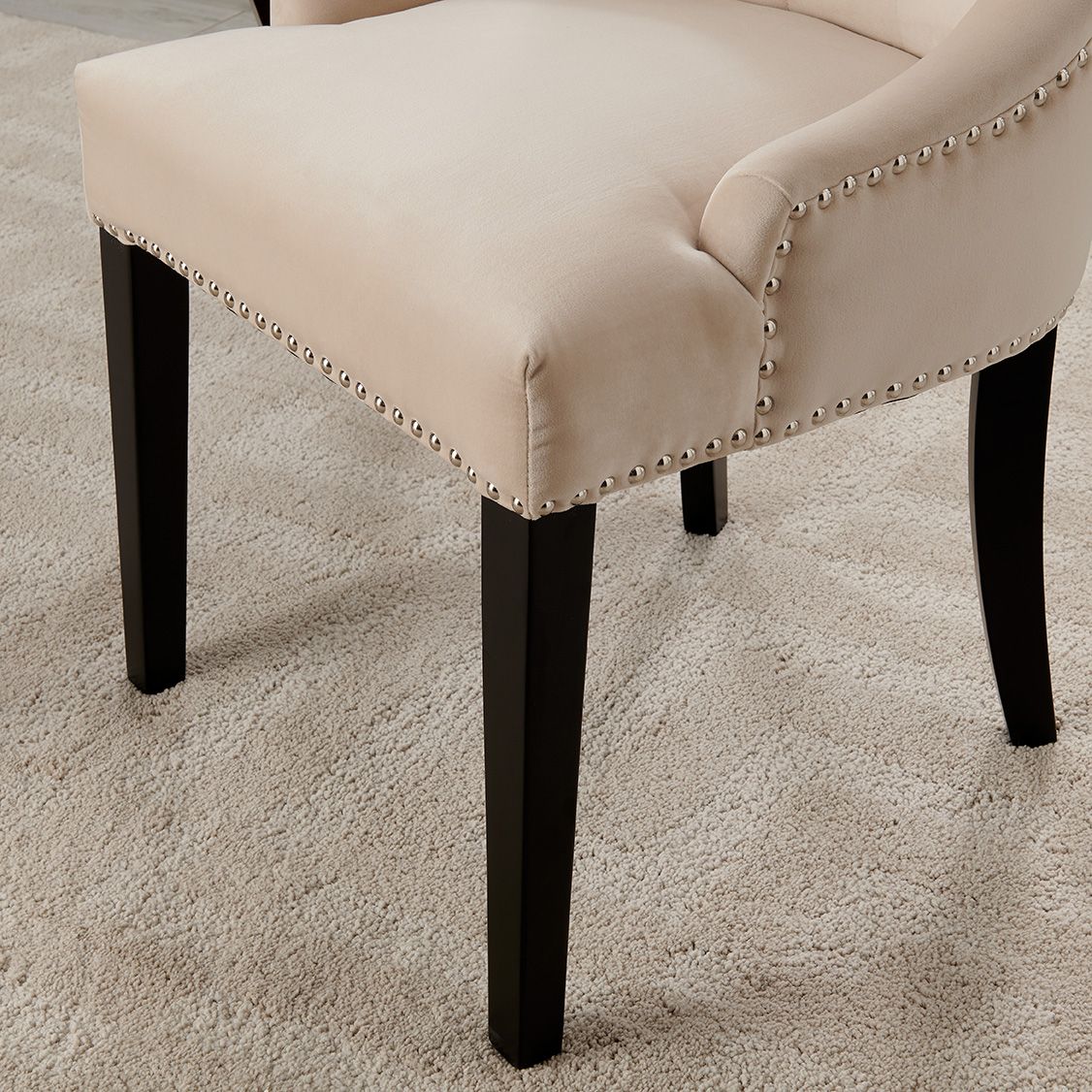 Lion Knocker Dining Chair-Cream Velvet