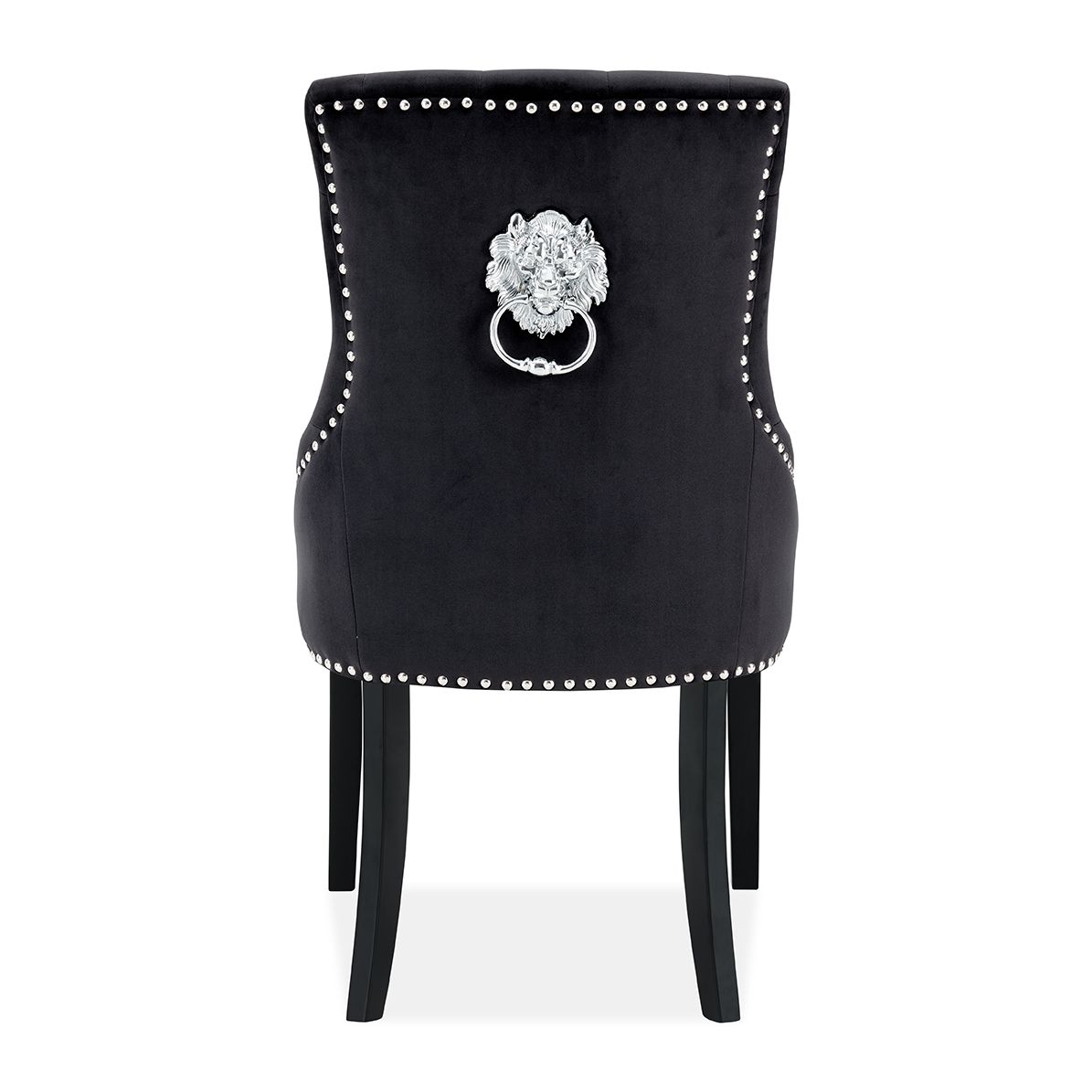 Set of 6 Lion Knocker Dining Chair-Black Velvet