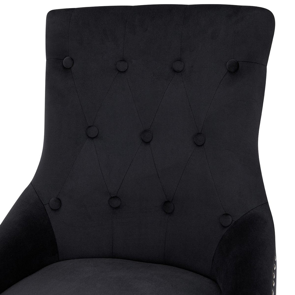 Lion Knocker Dining Chair-Black Velvet