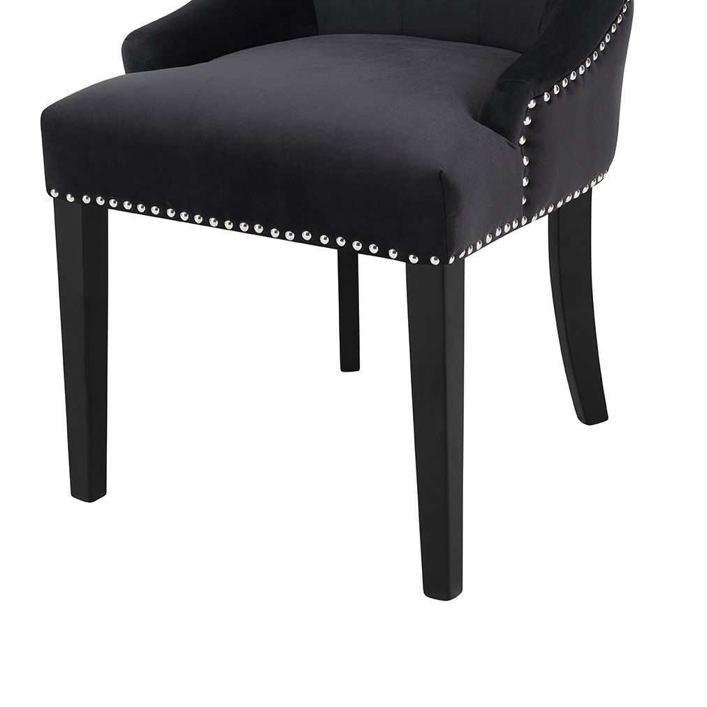 Set of 6 Lion Knocker Dining Chair-Black Velvet
