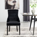 Set of 6 Lion Knocker Dining Chair-Black Velvet