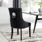 Set of 6 Lion Knocker Dining Chair-Black Velvet