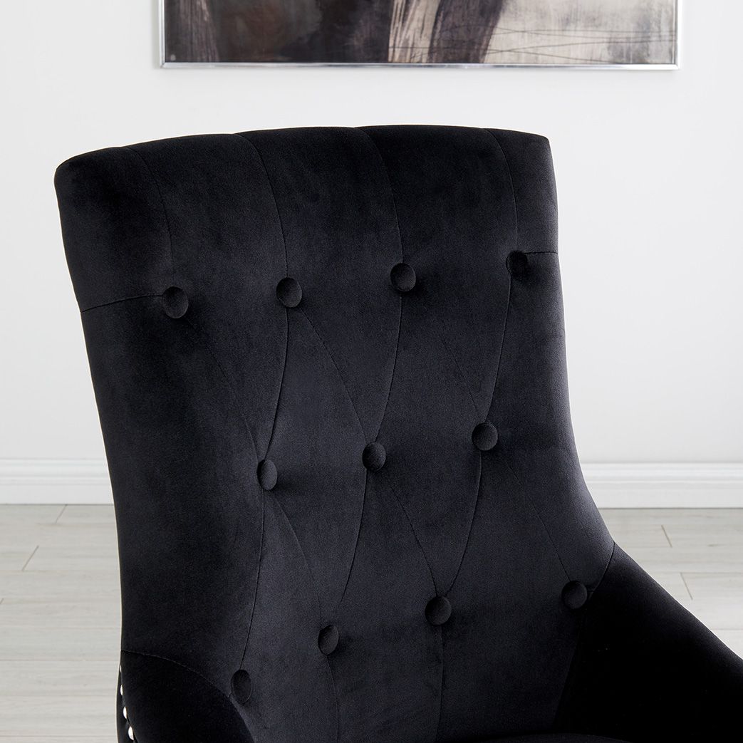 Set of 6 Lion Knocker Dining Chair-Black Velvet