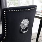 Set of 6 Lion Knocker Dining Chair-Black Velvet