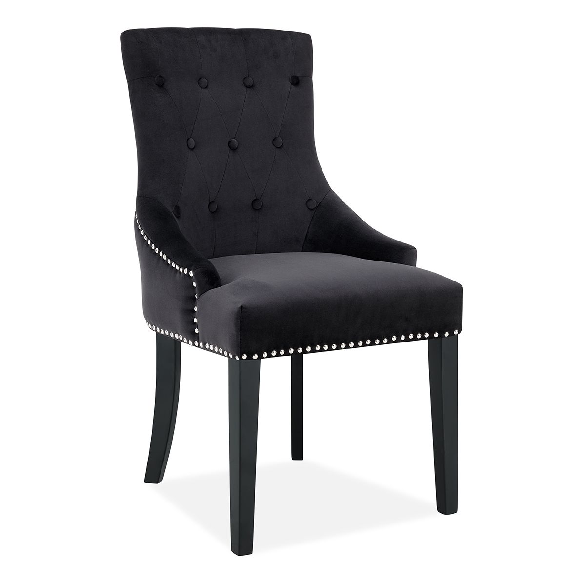 Set of 6 Lion Knocker Dining Chair-Black Velvet