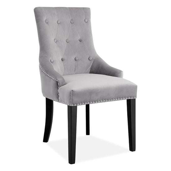 Lion Knocker Dining Chair-Grey Velvet