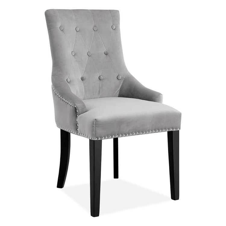 Set of 6 Lion Knocker Dining Chair-Grey Velvet