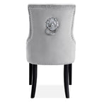 Lion Knocker Dining Chair-Grey Velvet