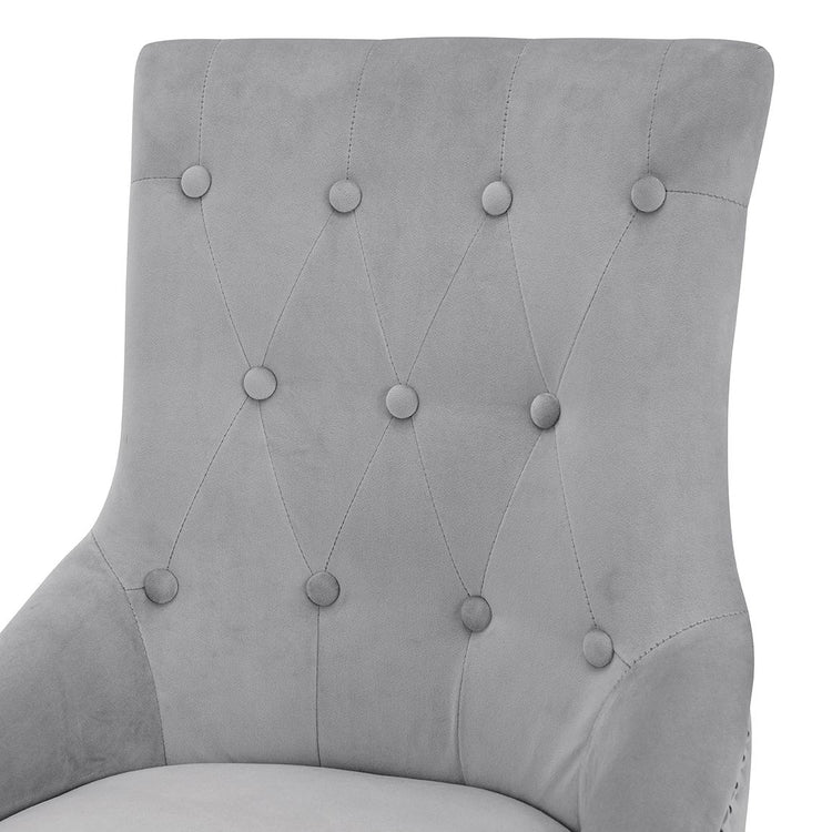 Lion Knocker Dining Chair-Grey Velvet