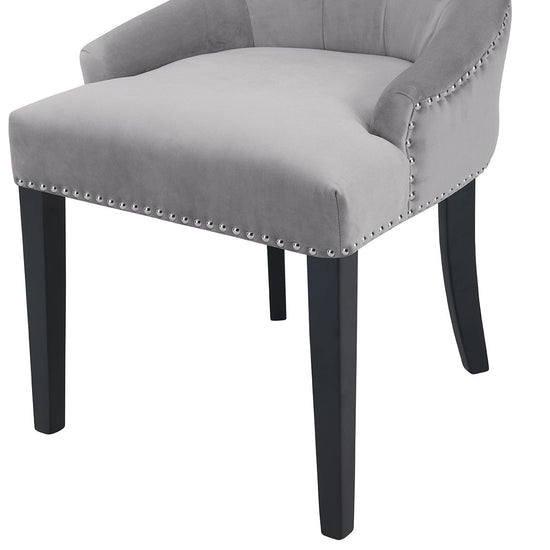 Lion Knocker Dining Chair-Grey Velvet