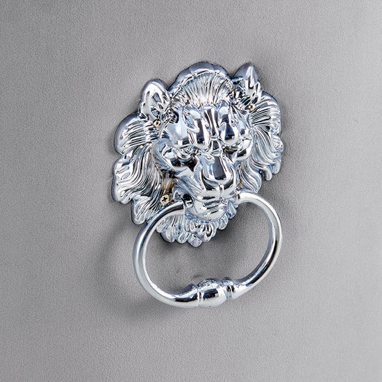 Lion Knocker Dining Chair-Grey Velvet