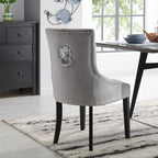 Lion Knocker Dining Chair-Grey Velvet