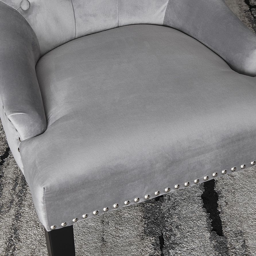 Set of 6 Lion Knocker Dining Chair-Grey Velvet