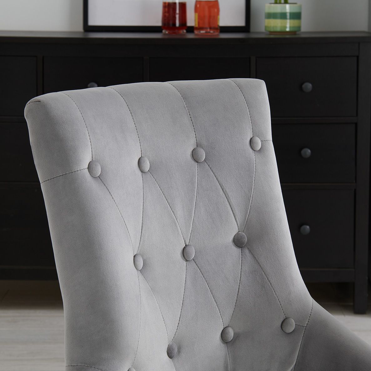 Set of 6 Lion Knocker Dining Chair-Grey Velvet