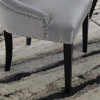 Lion Knocker Dining Chair-Grey Velvet