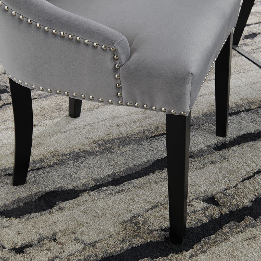 Set of 6 Lion Knocker Dining Chair-Grey Velvet