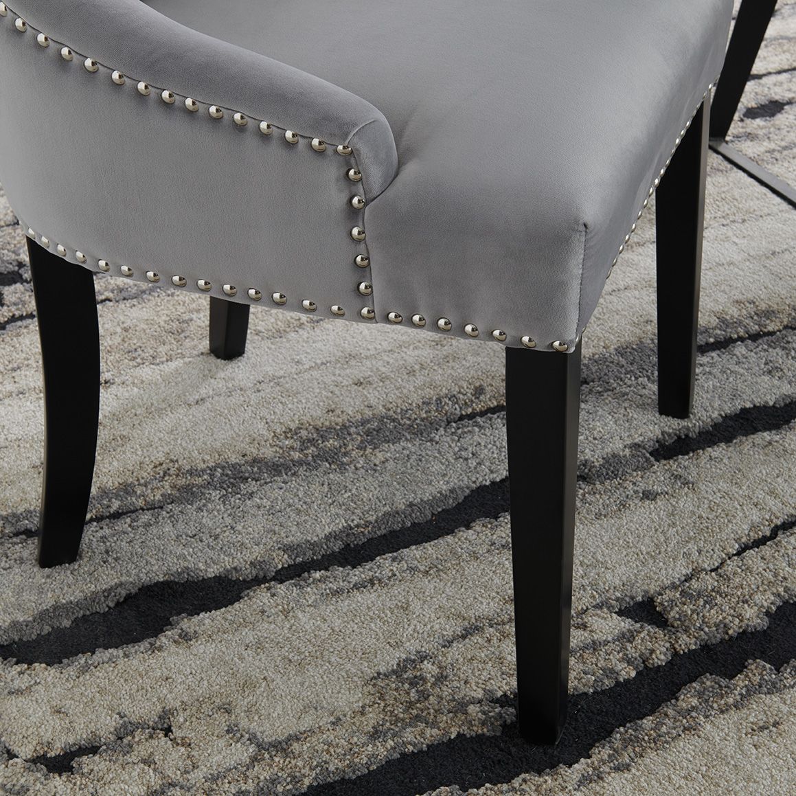 Set of 6 Lion Knocker Dining Chair-Grey Velvet