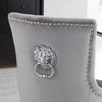 Lion Knocker Dining Chair-Grey Velvet